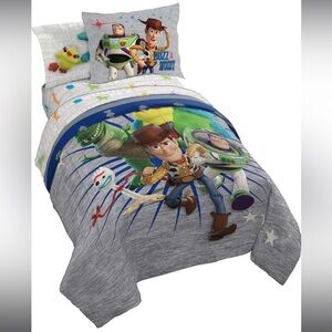 Toy Story 4 Twin Comforter Sheet Set & Decorative Pillow Woody Forky Ducky Bunny